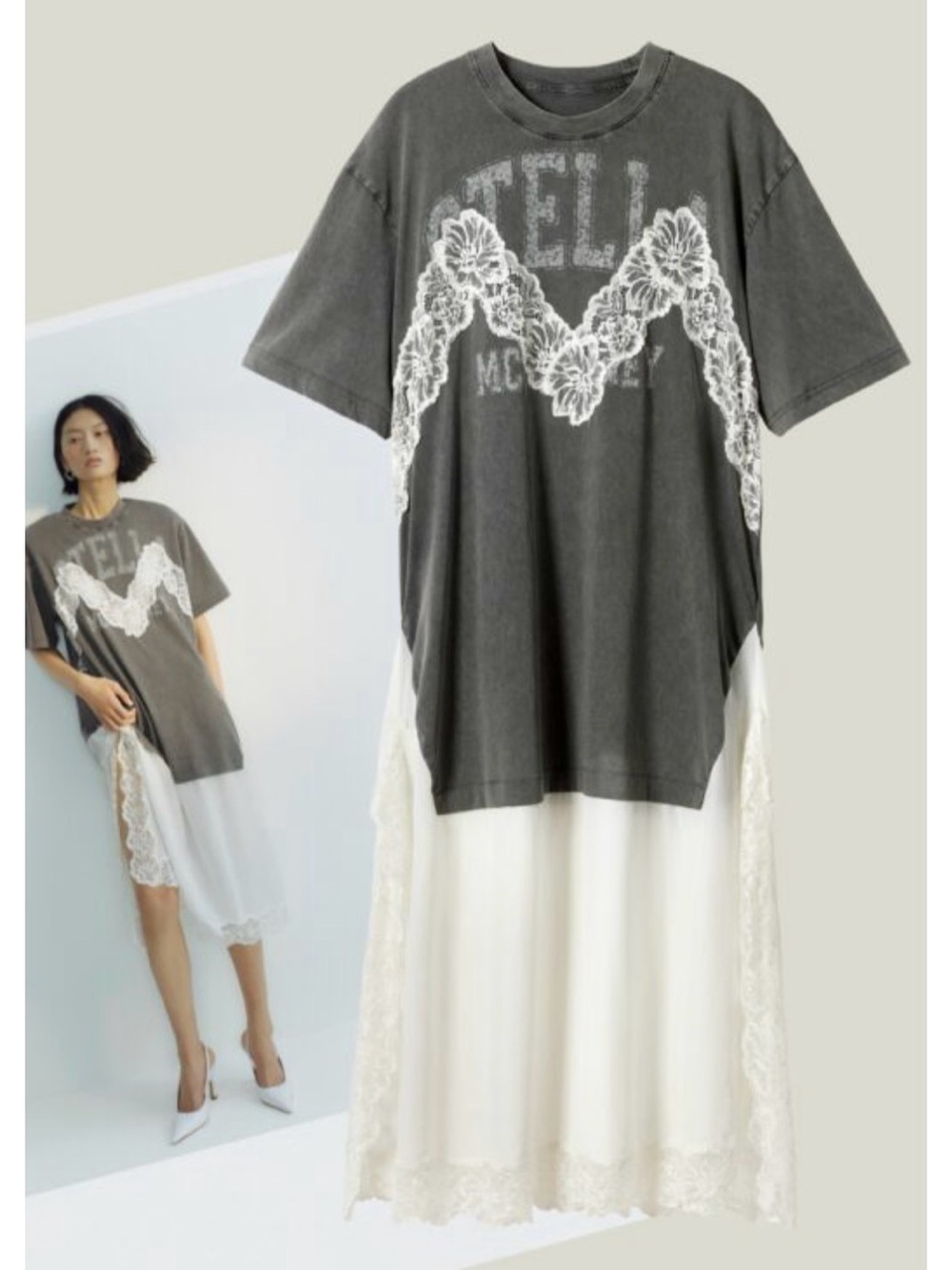 H&M x STELLA McCARTNEY TSHIRT LACE MIDI DRESS SZ XS